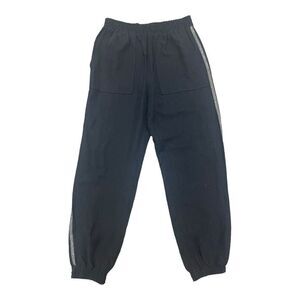 Zara Black Causal Jogger Pants Sz S Bling Rhinestone Sides Coastal Grandma EUC